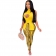 Yellow Sleeveless O-Neck Hollow-out Bodycons Printed Jumpsuit