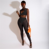 Black Sleeveless Mesh Bodycon See-through Sexy Jumpsuit