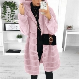 Pink Long Sleeve Fashion Women Feather Coat