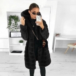 Black Long Sleeve Fashion Women Feather Coat