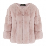 Pink O-Neck Fashion Women Feather rther Coat