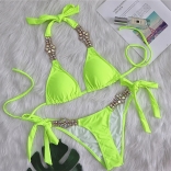 Green Sexy Diamond Swimming Women Bikinis