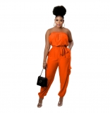 Orange Off-Shoulder Fashion Women Works OL Dress