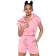 Pink Short Sleeve Zipper V-Neck Fashion Women Sports Dress Set
