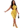 Yellow Sleeveless V-Neck Hollow-out Nets Women Bandage Rompers