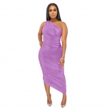 Purple Off-Shoulder Bodycons Women Sexy Midi Dress