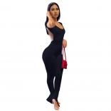 Black Low-Cut Backless Fashion Women Club Sexy Jumpsuit