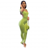 Green Low-Cut Backless Fashion Women Club Sexy Jumpsuit