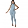 Blue O-Neck Cotton Backless Bodycon Women Sexy Jumpsuit