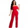 Red Off-Shoulder Foral Sexy Bodycons Women Jumpsuit