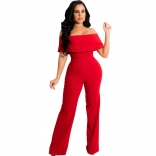 Red Off-Shoulder Foral Sexy Bodycons Women Jumpsuit