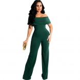 Green Off-Shoulder Foral Sexy Bodycons Women Jumpsuit
