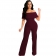 WineRed Off-Shoulder Foral Sexy Bodycons Women Jumpsuit