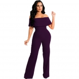 Purple Off-Shoulder Foral Sexy Bodycons Women Jumpsuit