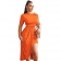 Orange Short Sleeve O-Neck Bodycons Sexy OL Dress