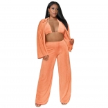 Orange Long Sleeve Bikini 3PCS Fashion Women Catsuit Dress