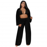 Black Long Sleeve Bikini 3PCS Fashion Women Catsuit Dress