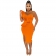 Orange Foral Off-Shoulder Low-Cut Fashion Women Working OL Dress
