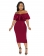 Red Off-Shoulder Foral Low-Cut Bodycon Sexy Midi Dress