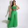 Green Halter O-Neck Printed Striped Chiffion Fashion Women Jumpsuit