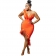 Orange Deep V-Neck Low-Cut Feather Bodycon Fashion Midi Dress