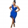 Blue Deep V-Neck Low-Cut Feather Bodycon Fashion Midi Dress