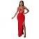 Red Elegant Halter Mesh Rhinestone Bodycon Sexy Evening Long Dress