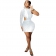 White One-Sleeve Mesh O-Neck Bodycon Rhinestone Mini Dress
