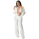 White Long Sleeve Sexy Bra 3PCS Women Fashion Catsuit Dress Sets