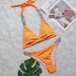 Orange Sexy Diamond Women Swimwear