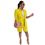 Yellow Long Sleeve Fashion Women Working Office OL Dress