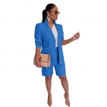 Blue Long Sleeve Fashion Women Working Office OL Dress