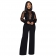 Black Mesh Long Sleeve Deep V-Neck Sequin Women Fashion Jumpsuit