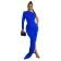 Blue One Sleeve Halter Pleated Fashion Women Evening Long Dress