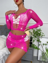 RoseRed Long Sleeve Lace Diamond Sexy Babydoll Lingerie