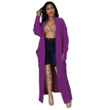 Purple Women's Fashion Sexy Casual Long Sleeve Long Sweater Coat