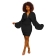 Black Ruffle Long Sleeve V-Neck Fashion Women Pleated Mini Dress