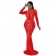Red Long Sleeve Mesh Rhinestone Bodycon Evening Long Dress