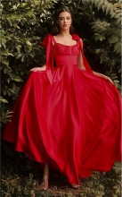 Red Sleeveless Low-Cut Halter Fashion Maxi Jersey Dress