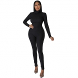 Black Long Sleeve Fashion Cotton Sexy Bodycon Slim Women Jumpsuit