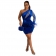 Blue One Long Sleeve Mesh Rhinestone Slim Women Mini Dress