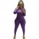 Purple Long Sleeve YOGO Bodycon Women Sports Dress Sets
