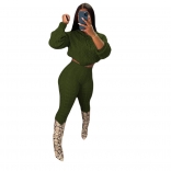 Green Long Sleeve High Stretch Knitting Woolen Sweater Catsuit Dress