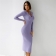 Purple Long Sleeve Bandage V-Neck Cotton Midi Dress