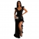 Black Sleeveless Feather V-Neck Sequin Slim Sexy Evening Maxi Dress