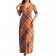 Orange Short Sleeve V-Neck Printed Fashion Women Jersey Dress