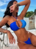Blue Straps Chains Sexy Women Bikinis