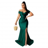 Green Low-Cut Bodycon Fashion Women Evening Long Dress