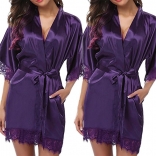 Purple Sexy Women Lace Sleepwear