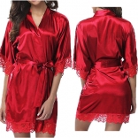 Red Sexy Women Lace Sleepwear